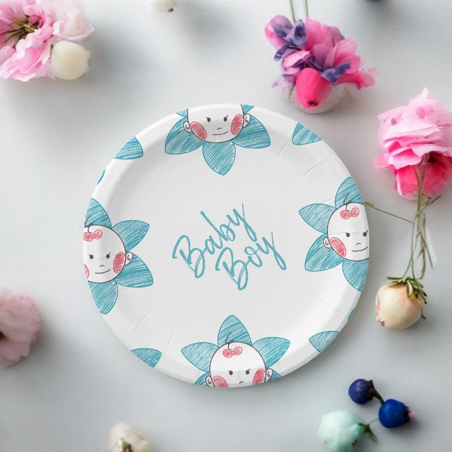 Baby Boy  Paper Plate (baby boy theme,birthday,wedding,baby shower,special occasion event paper plate party supplies)