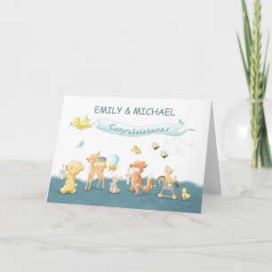 Baby Boy Parade of Animals from Group Personalise Card