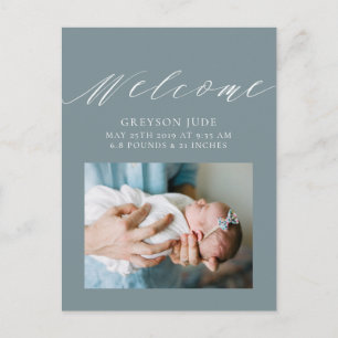 Baby Boy Photo Announcement Postcard