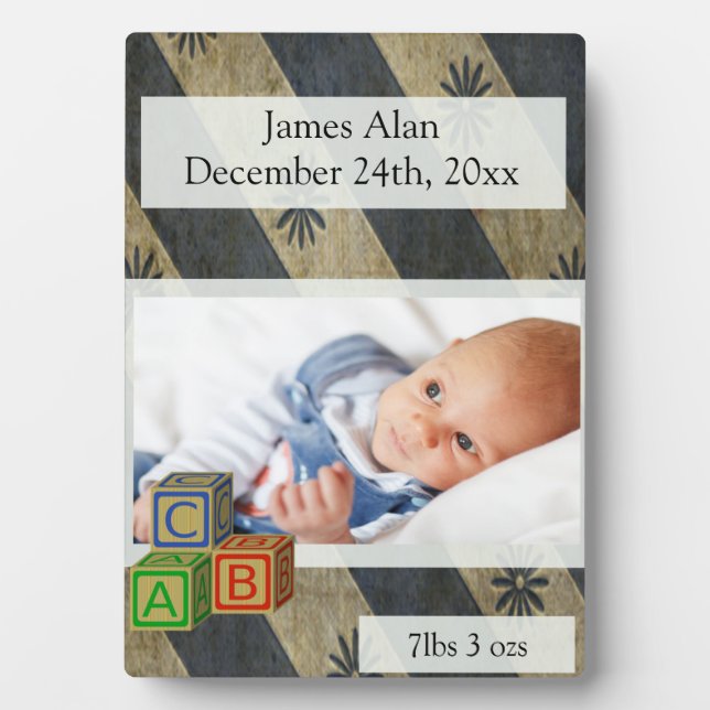 Baby Boy Photo Keepsake Plaque (Front)