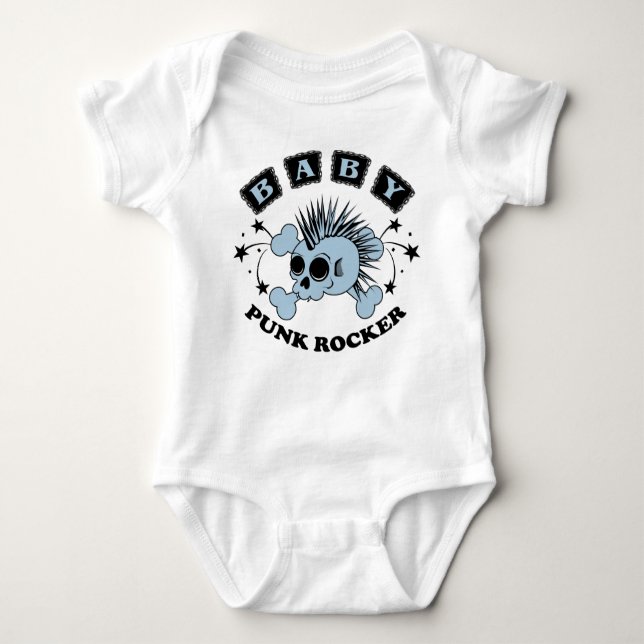 Baby Boy Punk Skull Baby Bodysuit (Front)