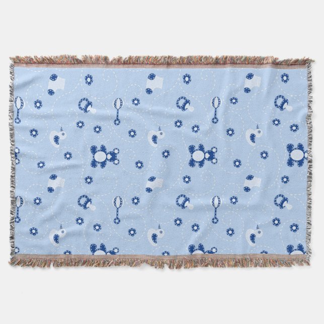 Baby-boy Quilt Pattern Throw Blanket (Front)