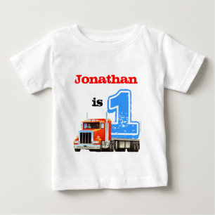 Baby Boy Red Flat Bed Truck 1st Birthday T-Shirt