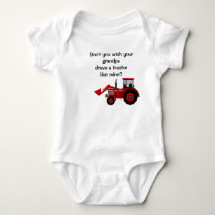 Baby Boy Red Tractor Grandpa Funny Saying Bodysuit