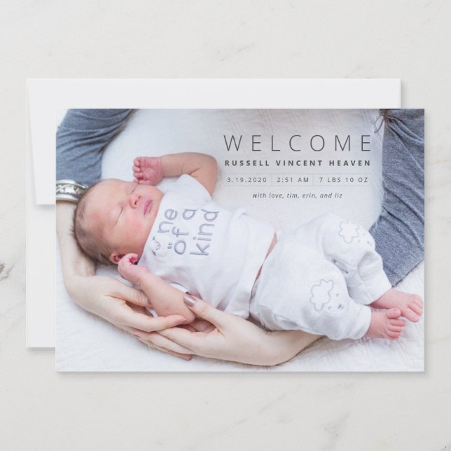 Baby Boy Russell Birth Announcement (Front)