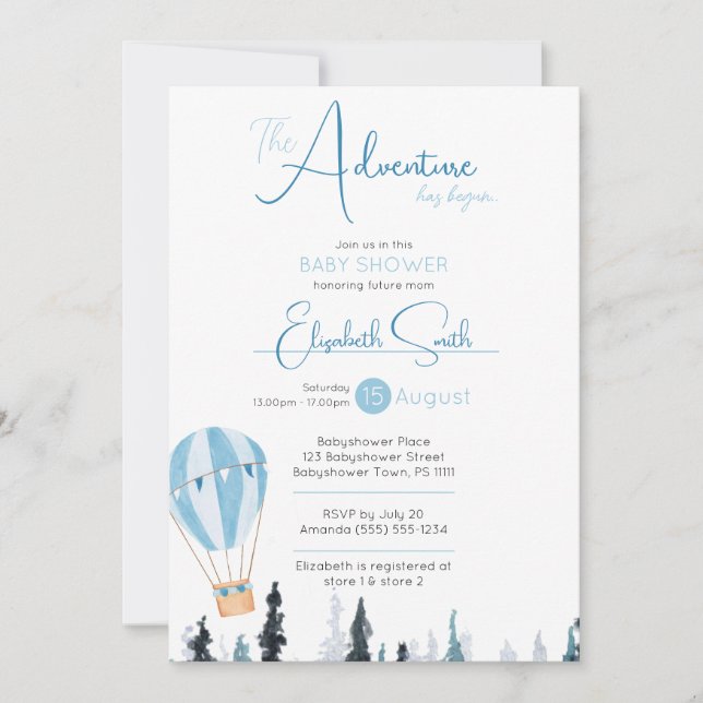 Baby Boy Rustic adventure babyshower Invitation (Front)