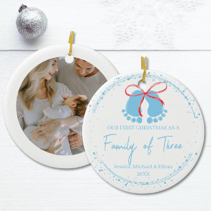 Baby Boy’s First Christmas Family of Three  Ceramic Tree Decoration