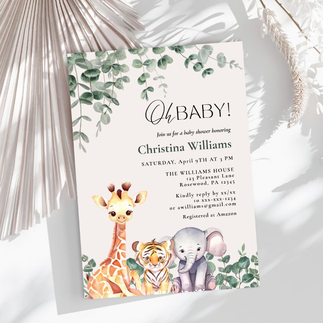 Baby Boy Safari Animals Baby Shower Invitation (Creator Uploaded)