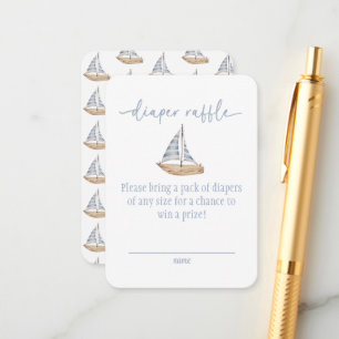 Baby Boy Sail Shower Diaper Raffle Card