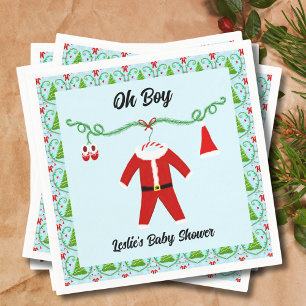 Baby Boy Santa Outfit Baby Shower Napkin