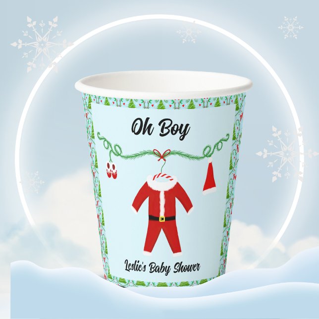Baby Boy Santa Outfit Baby Shower Paper Cups (Creator Uploaded)
