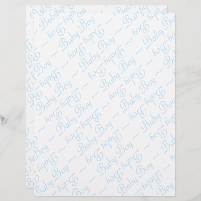 Baby Boy Script in Light Blue Text on White (Front/Back)