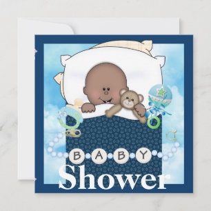 BABY BOY SHOWER AFRICAN AMERICAN INVITATION
