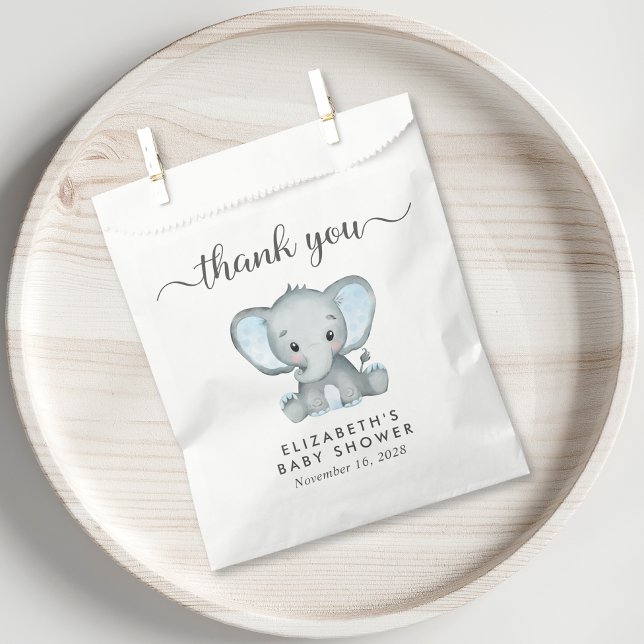 Baby Boy Shower Blue Elephant Thank You Favour Bags (Creator Uploaded)