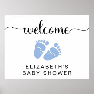 Baby Boy Shower Blue Feet Welcome Sign