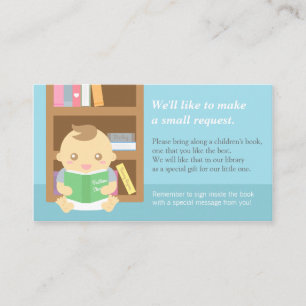 Baby Boy Shower Book Insert Request Card