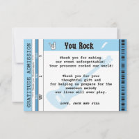 BABY BOY SHOWER CONCERT TICKET THANK YOU