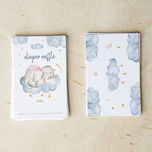 Baby Boy Shower Diaper Raffle Cards - Elephant