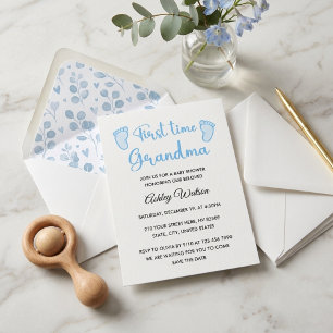 Baby Boy Shower First Time Grandma Invitation
