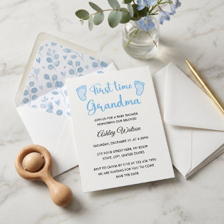 Baby Boy Shower First Time Grandma Invitation