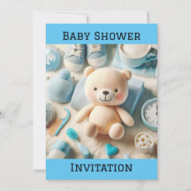 Baby Boy Shower Flat Invitation