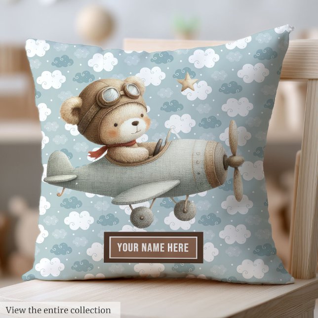 Baby Boy Shower Gift Idea Teddy Bear Pilot Pillow (Baby Boy Shower Gift Idea Teddy Bear Pilot Pillow)
