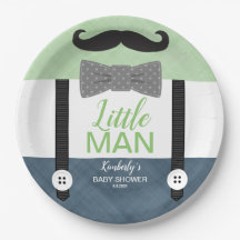 Baby boy shower green navy blue little man theme