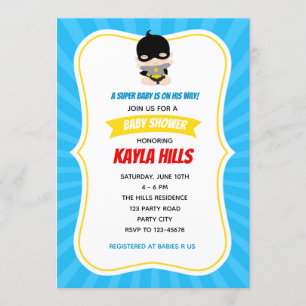 Baby Boy Shower Invitations (Superhero) Blue