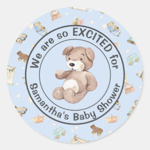 Baby Boy Shower Invite Envelope (20) Classic Round Sticker