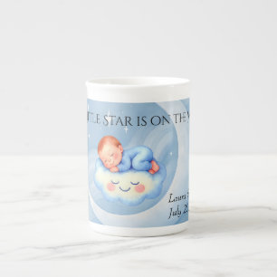 Baby Boy Shower Invite Moonlight Stars Watercolor Bone China Mug