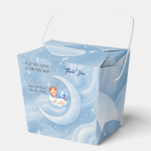 Baby Boy Shower Invite Moonlight Stars Watercolor Favour Box