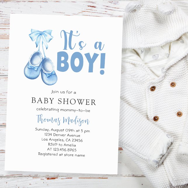 Baby Boy Shower It's a Boy Blue Invitation (Creator Uploaded)
