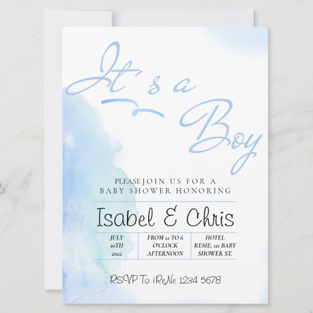Baby BOY shower,  Modern frame Invitation (Front)