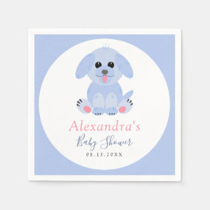 Baby Boy Shower Personalised Puppy Blue Napkin