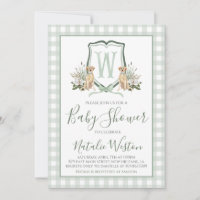 Baby Boy Shower Preppy Dog Southern Green Gingham