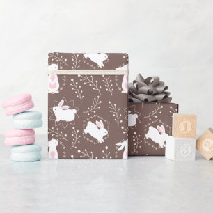 Baby Boy Shower Rabbits on Brown Wrapping Paper