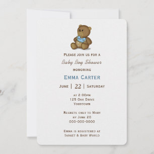 Baby Boy Shower Teddy Bear Invitation