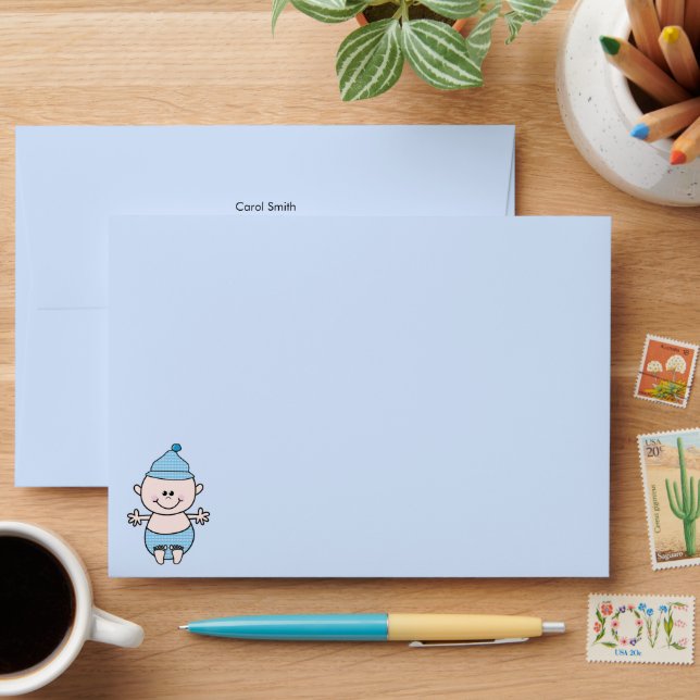 Baby Boy Shower Thank You Envelope (Desk)