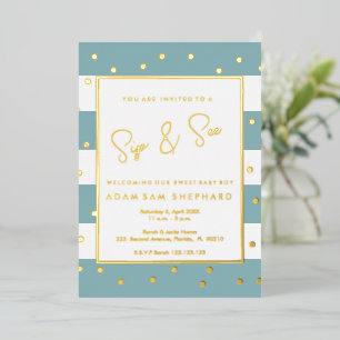 Baby Boy Sip and See Invitation - Elegant shower