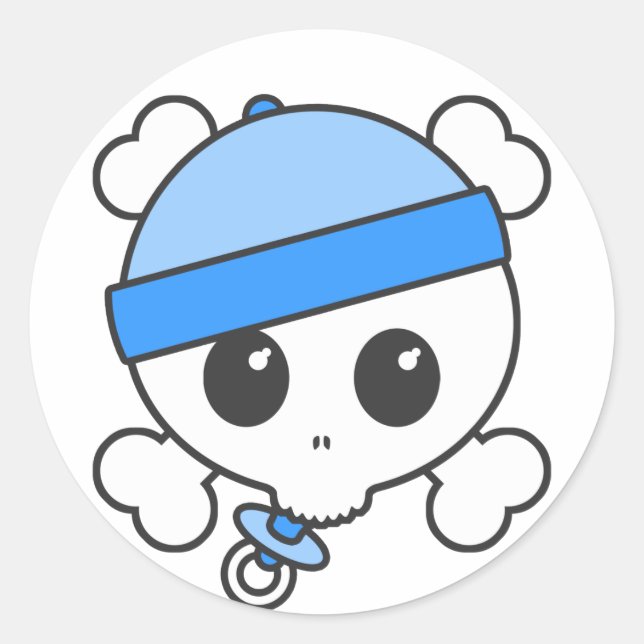 Baby Boy Skully Classic Round Sticker (Front)