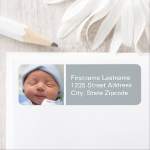 Baby Boy Slate Grey Photo Return Address