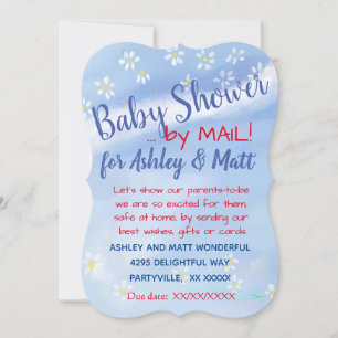 Baby Boy Soft Daisies Watercolor Baby Shower Invitation