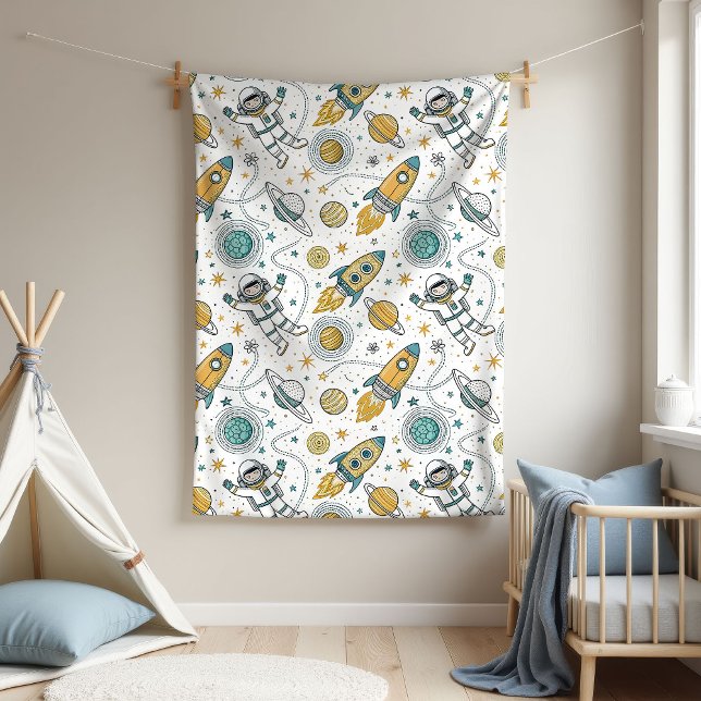 Baby Boy Space Blanket Planets & Rocket Design (Baby Boy Space Blanket Planets & Rocket Design)