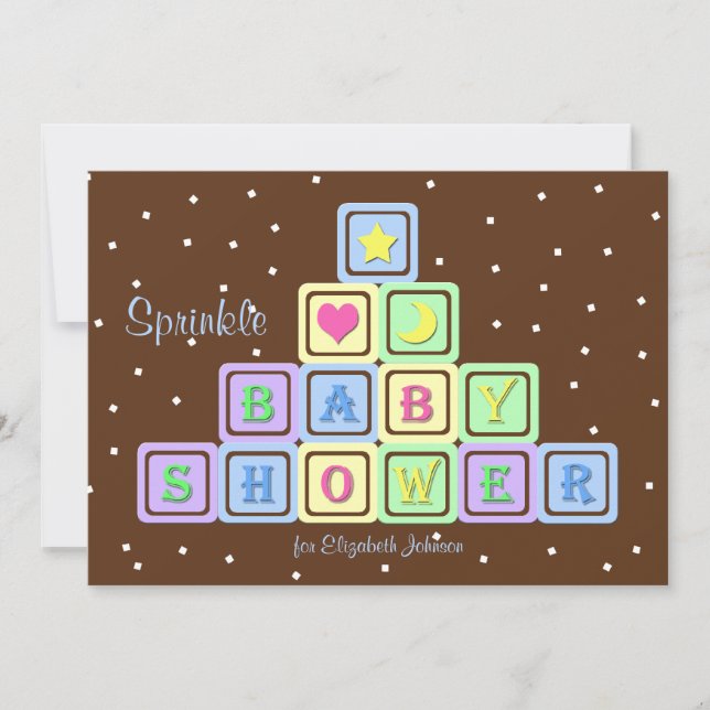 Baby Boy Sprinkle Shower Invitation Baby Blocks (Front)