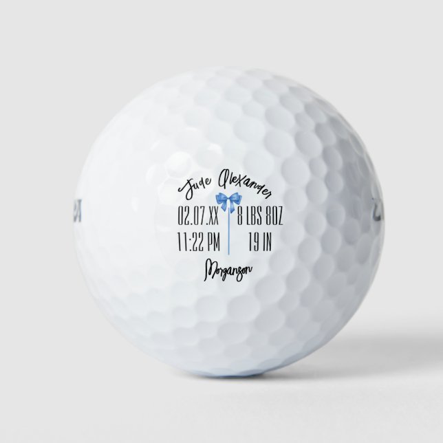 Baby Boy Stats Birth Announcement Custom Keepsake Golf Balls (Front)