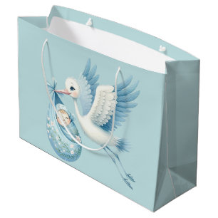 Baby Boy Stork Large Gift Bag