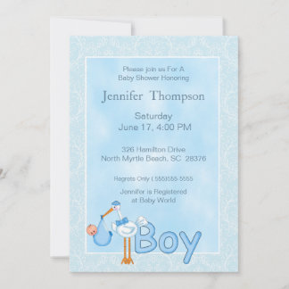 Baby Boy Stork Shower Invitations