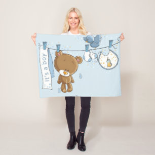 Baby Boy Teddy Bear Baby Blanket 