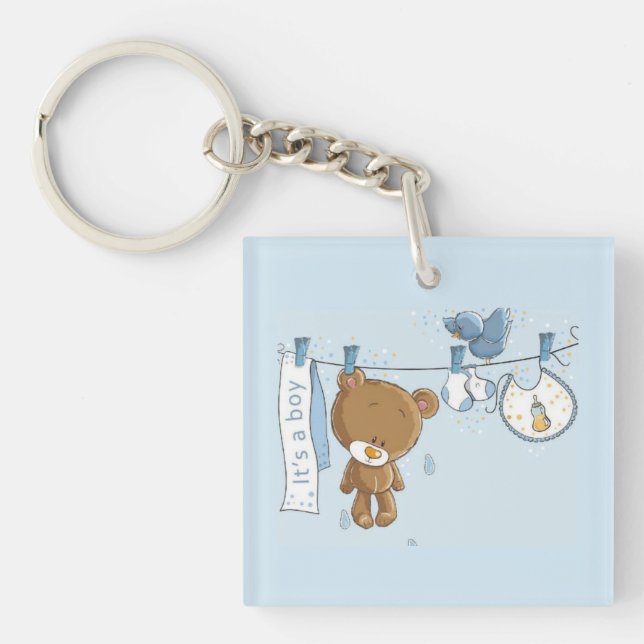 Baby Boy Teddy Bear Baby     Key Ring (Front)