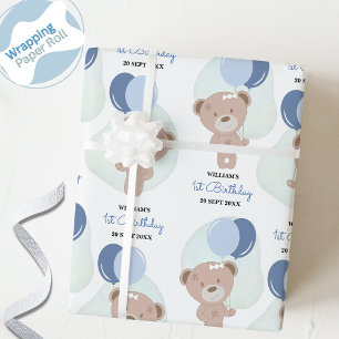 Baby Boy Teddy Bear  Wrapping Paper